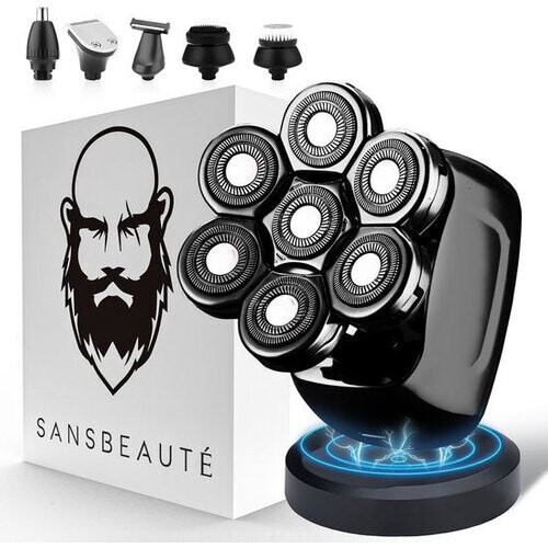 Tweedekans 6-in-1 Scheerapparaat Mannen – Trimmer - Tondeuse - Sansbeauté® SkullSharp PRO - Electric Face & Head Shaver - Hoofd Kaal Scheren – Nat & Droog - Draadloos Opladen - Elektrisch Tweedehands