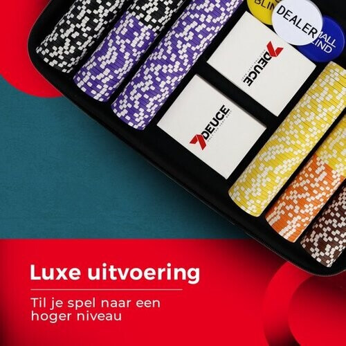Tweedekans 7DEUCE Pokerset - Starterset - 300 Chips - Kleed - Poker Fiches - Poker - Volwassenen Tweedehands
