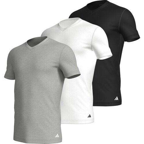 Tweedekans Adidas Sportswear - Active Core Cotton V-neck Shirt 3-pack - Heren - Zwart/Grijs/Wit - Maat XXL Tweedehands