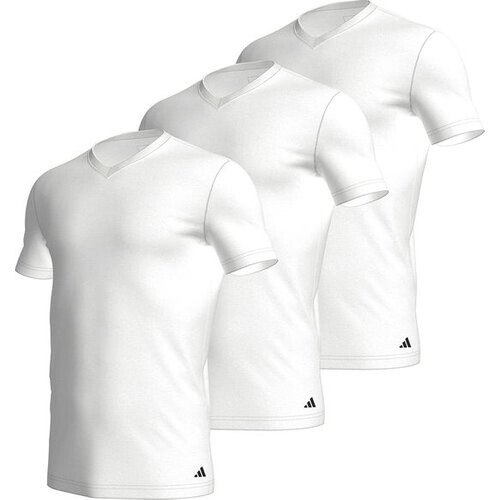 Tweedekans Adidas Sportswear- Active Core Cotton - V Neck Shirts - Heren Ondershirt - Wit - Maat XL Tweedehands