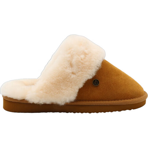 Tweedekans Alpacas Footwear Zachte Pantoffels 66M0107B - Dames - Maat 43 - Chestnut - Rundersuède & Lamsbont Tweedehands