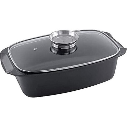 Tweedekans alpina Braadslede - Ovenschaal Rechthoekig - 39,5x22,5x10,8cm - 5.5L - RVS - Zwart Tweedehands