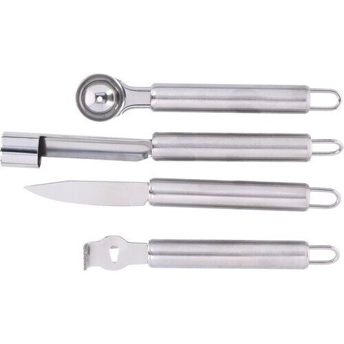 Tweedekans alpina Fruitsnijset - Set van 4 Stuks - Schiller/ Fruitsnijder/ Appelboor/ Meloenboor - RVS Tweedehands