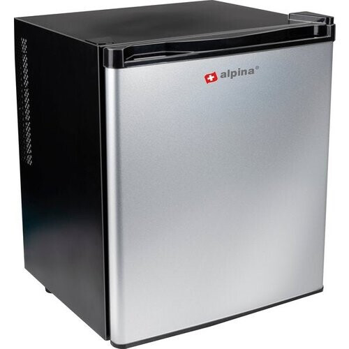 Tweedekans alpina Mini Koelkast 38L - Minibar Vrijstaand - Camping Koelkast en Drankenkoelkast met LED-Verlichting - Instelbare Temperatuur 6°C tot maximaal 22°C - Barkoelkast Geruisloos 65dB - Zilver/Zwart Tweedehands