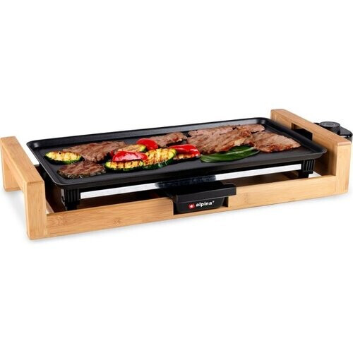 Tweedekans alpina Teppanyaki Bakplaat - Tafelgrill - Anti-aanbaklaag - 2000W - 43x22,5cm - Zwart Tweedehands