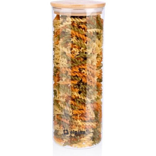 Tweedekans alpina Voorraadpot 1.5L - Glazen Pot met Deksel - Bewaarpot van Borosilicaatglas/Bamboe Tweedehands