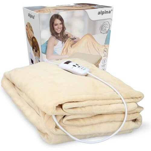 Tweedekans alpina Warmtedeken Elektrische Bovendeken 130 x 180 cm - 1-Persoons Elektrische Warmte Deken met Timer 1-9u - Knuffeldeken met 10 Standen - Wasbare Omslagdeken - Flanel - Beige Tweedehands