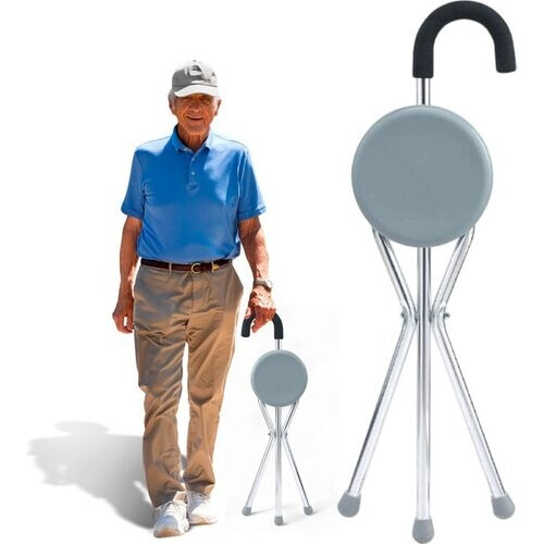 Tweedekans Alyze Wandelstok met zitje - Driepoot - Wandelstokken - Opvouwbaar Tweedehands