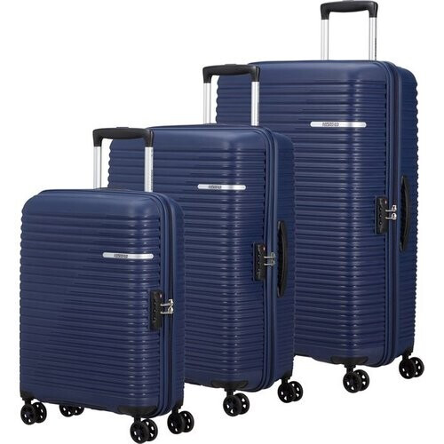 Tweedekans American Tourister kofferset - 3 delig Liftoff set - handbagage + M/L - Midnight blue Tweedehands