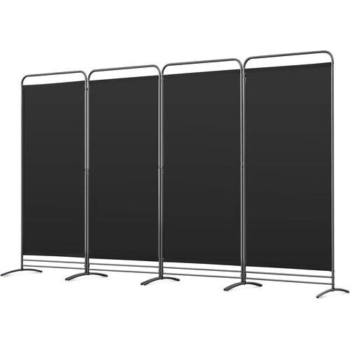 Tweedekans Angel Living Kamerscherm - 4-delig - 324x180 cm - Opvouwbaar - Staal & Polyester - Vrijstaand - Ruimteverdeler & Inkijkbescherming - Zwart Tweedehands