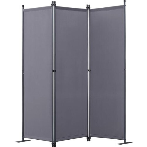 Tweedekans Angel Living Paravent 3-delig – Stijlvolle Ruimteverdeler & Inkijkbescherming – Stevig Staal Frame – Polyester Doek – Grijs Tweedehands