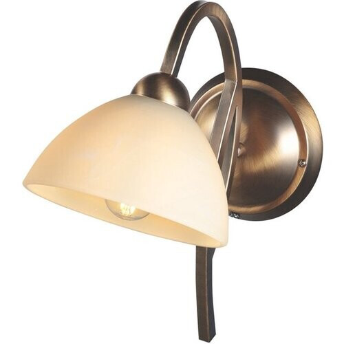 Tweedekans Anthea 4328BR – Klassieke wandlamp met bronskleurig armatuur en marmerlook glazen kap van 17 cm, E27 fitting, Steinhauer Tweedehands