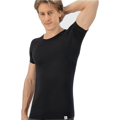 Tweedekans Anti Zweet Shirt - Fibershirts® - Ingenaaide Okselpads- Ondershirt - Zwart - Ronde Hals - Heren - Maat L Tweedehands