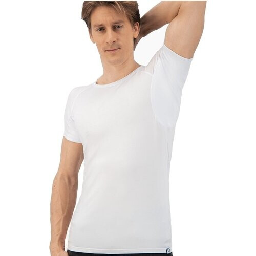 Tweedekans Anti Zweet Shirt - Fibershirts® - Ingenaaide Okselpads- Ondershirt - Wit - Ronde Hals - Heren - Maat S Tweedehands