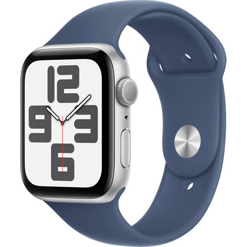 Tweedekans Apple Watch SE 2024 44mm Zilver Sportband M/L Tweedehands