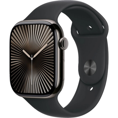 Tweedekans Apple Watch Series 10 4G 46mm Titanium Zwart Sportband M/L Tweedehands