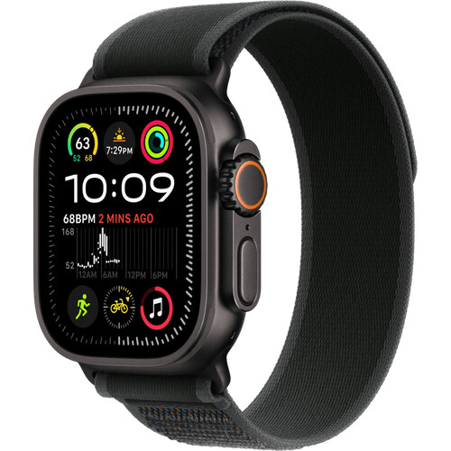 Tweedekans Apple Watch Ultra 2 4G 49mm Zwart Trail Band Zwart M/L Tweedehands