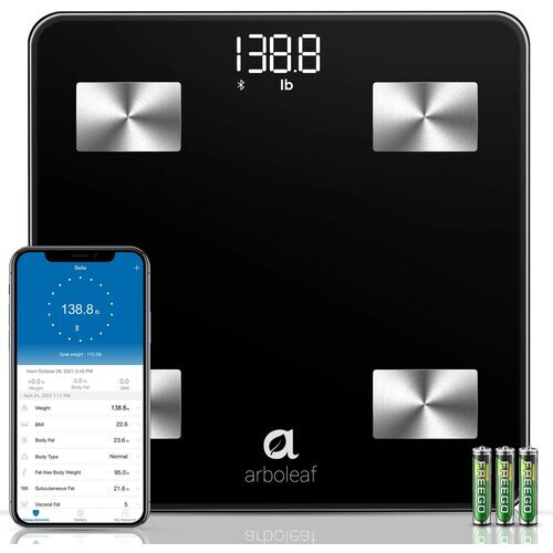 Tweedekans Arboleaf CS20N Slimme Personenweegschaal - Bluetooth - 14 Lichaamsmetingen - BMI- en Spiermassa-analyse - App - Zwart Tweedehands