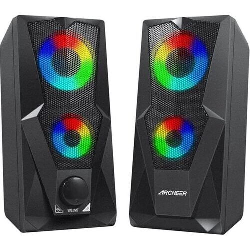 Tweedekans ARCHEER Multimedia Speakers - Computerluidsprekers - RGB - met verbeterde stereobas - 2.0 kanaals - voor pc Desktop Laptop Tablet Smartphones - zwart Tweedehands