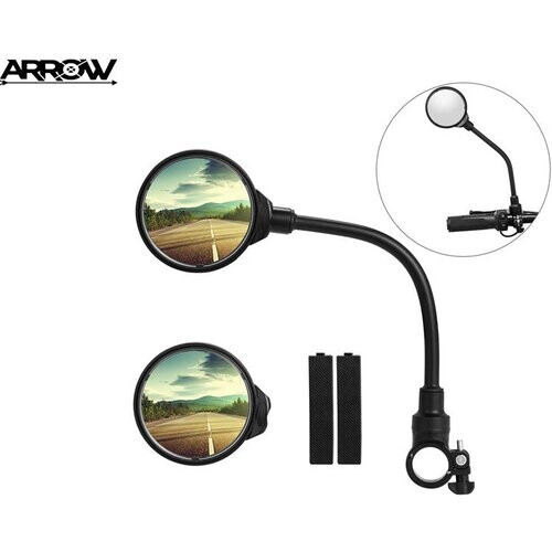 Tweedekans Arrow achteruitkijkspiegel met flexibele arm - Zwart - Ø8.5x38cm Tweedehands