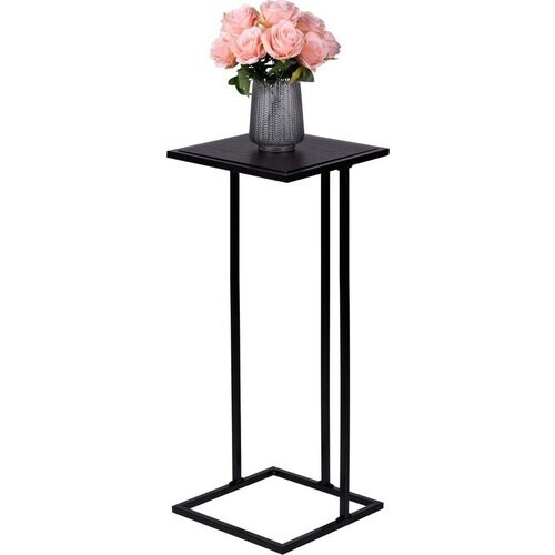 Tweedekans Arti Casa Bijzettafel - Metaal en MDF - 75 x 33 x 33 CM - Nachtkastje - Plantentafel - Laptoptafel - Industriële Uitstraling - Zwart Tweedehands