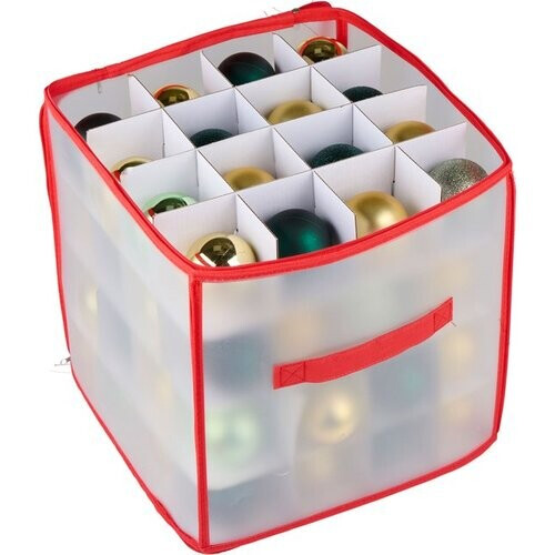 Tweedekans Arti Casa Kerstballen Opbergbox - Kerstballenbox voor 64 Kerstballen - Kerst Versiering Organizer met Handvat en Deksel - 30 x 30 x 30 cm Tweedehands