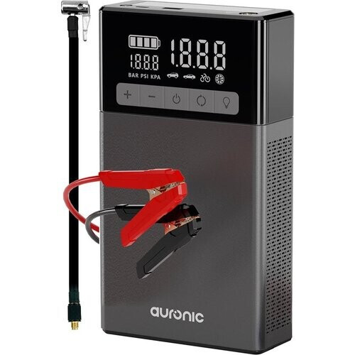 Tweedekans Auronic 12V Jumpstarter – Starthulp voor Auto's - Met Compressor en Bandenpomp – 1500A - 4L Diesel 8L Benzine - Zwart/Grijs Tweedehands