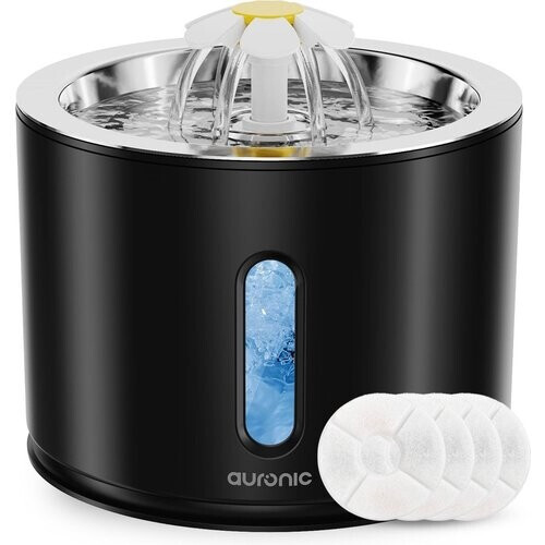 Tweedekans Auronic Drinkfontein voor Katten en Honden - 2,4L - Incl. 4 Filters en 2 Borstels - Zwart Tweedehands