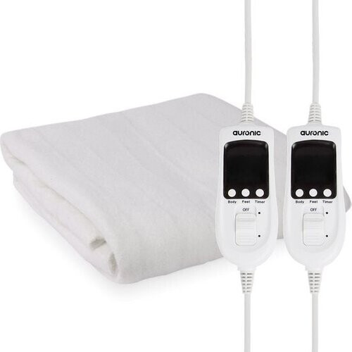 Tweedekans Auronic Elektrische 2-Persoons Onderdeken – Instelbare Voetzone - 9 Warmtestanden - 120W – 160 x 150 cm – Wit Tweedehands