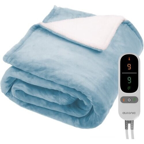 Tweedekans Auronic Elektrische Deken - 200x180cm - Warmtedeken - 2 Persoons - Sherpa Fleece - 9 Hitte en Timerstanden - Bovendeken - Verwarmingsdeken - Lichtblauw Tweedehands