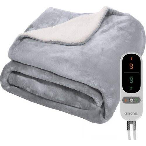 Tweedekans Auronic Elektrische Deken - 9 Hitte- & Timerstanden - Fleece - 2.5m Kabel - 45x60cm - Grijs Tweedehands