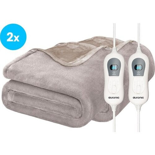 Tweedekans Auronic Elektrische Deken - Duo Pack - Warmtedeken - 1 Persoons - 3 Warmtestanden - 160x120cm - Taupe Tweedehands