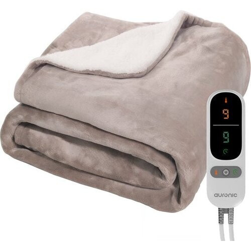 Tweedekans Auronic Elektrische Deken - Sherpa Fleece - 9 Hitte en Timerstanden - 1 persoons - Taupe - 180x130 cm Tweedehands