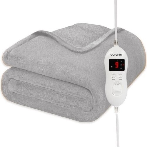 Tweedekans Auronic Elektrische Deken - Warmtedeken - 9 Warmtestanden - 1 Persoons - 160x120cm - Licht Grijs Tweedehands