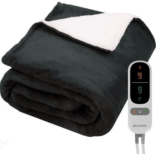 Tweedekans Auronic Elektrische Deken - Warmtedeken - Sherpa Fleece - 9 Hitte en Timerstanden - Bovendeken - 200x180 - 2 persoons - Antraciet Tweedehands
