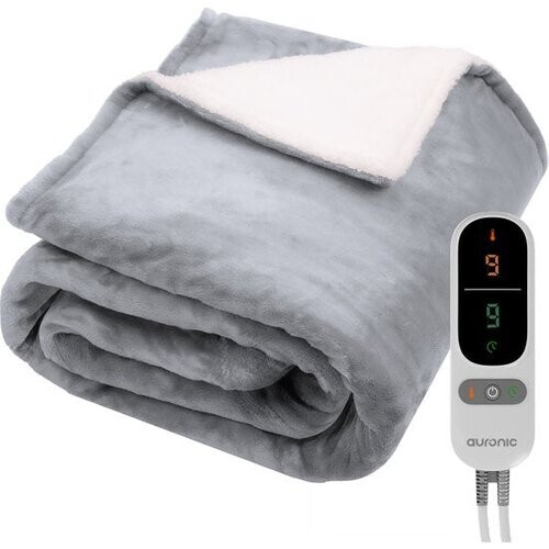Tweedekans Auronic Elektrische Deken - Warmtedeken - Sherpa Fleece - 9 Hitte en Timerstanden - Bovendeken - 200x180 - 2 persoons - Grijs Tweedehands
