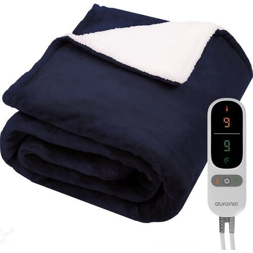 Tweedekans Auronic Elektrische Deken - Warmtedeken - Sherpa Fleece - 9 Hitte en Timerstanden - Bovendeken - 200x180 - 2 persoons - Blauw Tweedehands