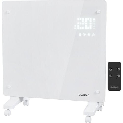 Tweedekans Auronic Elektrische Kachel – Convectorkachel met Thermostaat en Afstandsbediening - Glazen Paneelverwarming - 1000W Heater - Wit Tweedehands