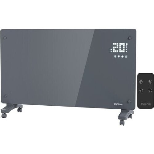 Tweedekans Auronic Elektrische Kachel – Convectorkachel met Thermostaat en Afstandsbediening - Glazen Paneelverwarming - 2500W Heater - Grijs Tweedehands