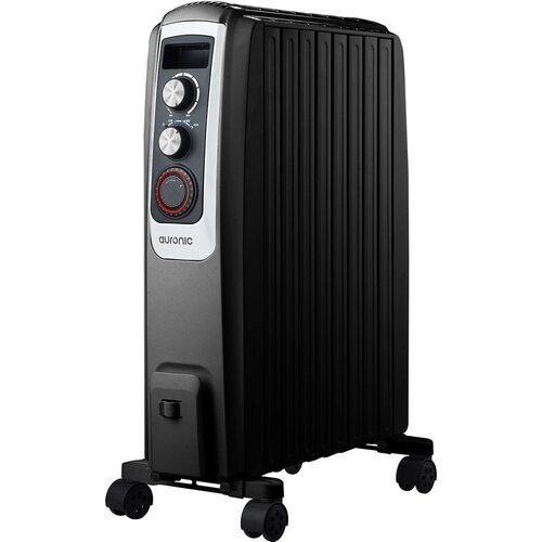 Tweedekans Auronic Elektrische Kachel – Olieradiator met Thermostaat & Timer – 2000W – 47,5 x 26 x 67 cm – Zwart Tweedehands