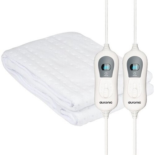 Tweedekans Auronic Elektrische Onderdeken - 2 Persoons - 160x140cm - met Hoekelastieken en 2 Controllers - Wit Tweedehands