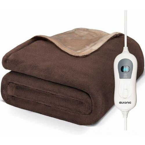 Tweedekans Auronic Elektrische Warmtedeken - 1 Persoons - 3 Warmtestanden - met Timer - 160 x 120cm - Bruin Tweedehands