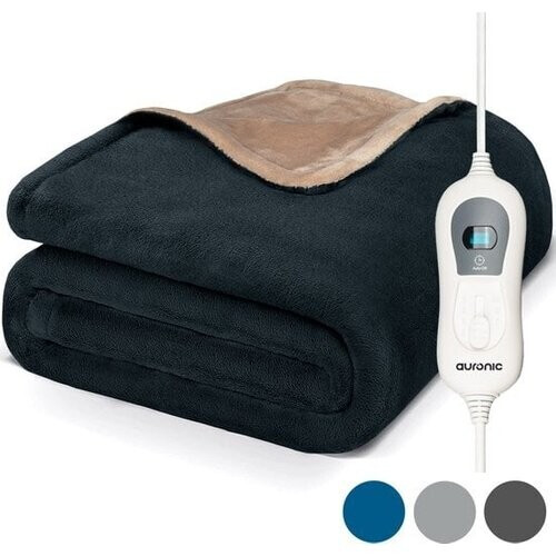 Tweedekans Auronic Elektrische Warmtedeken - 1 Persoons - 3 Warmtestanden - met Timer - 160 x 120cm - Antraciet Tweedehands