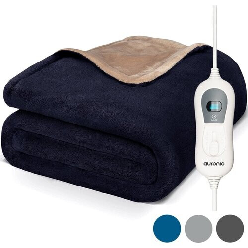 Tweedekans Auronic Elektrische Warmtedeken - Bovendeken - 2 Persoons - 3 Warmtestanden - Met Timer - 200 x 180 cm - Blauw Tweedehands