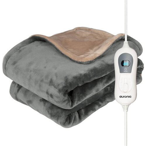 Tweedekans Auronic Elektrische Warmtedeken - Bovendeken - 2 Persoons - 3 Warmtestanden - Met Timer - 200 x 180 cm - Grijs Tweedehands