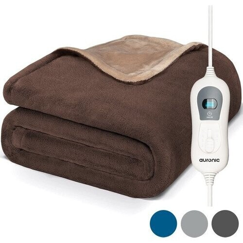 Tweedekans Auronic Elektrische Warmtedeken - Bovendeken - 2 Persoons - 3 Warmtestanden - Met Timer - 200 x 180 cm - Bruin Tweedehands