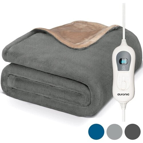 Tweedekans Auronic Elektrische Warmtedeken - Bovendeken - 2 Persoons - 3 Warmtestanden - Met Timer - 200 x 180 cm - Grijs Tweedehands