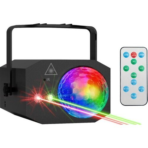 Tweedekans Auronic LED Discolamp - Party laser - Kinderen - Feestverlichting - Disco licht - Afstandsbediening en Muziekgestuurd - 3 Meter Kabel Tweedehands