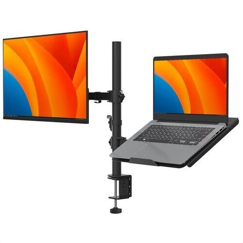 Tweedekans Auronic Monitor Arm - 2 Schermen - 13 tot 27 Inch - Verstelbaar - Staal - Zwart Tweedehands
