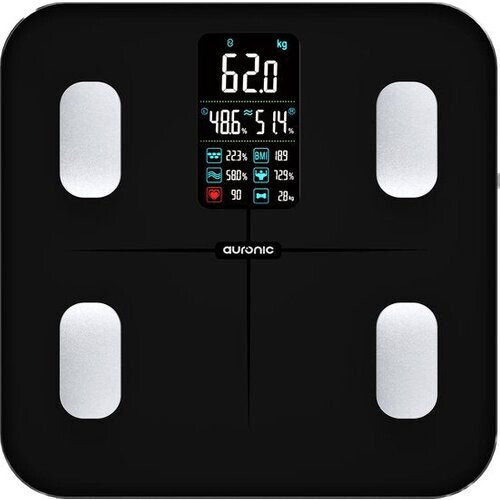 Tweedekans Auronic Personenweegschaal - Lichaamsanalyse & Vetpercentage - Digitaal - 15 Metingen - Zwart Tweedehands